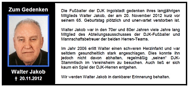 Zum Gedenken an Walter Jakob